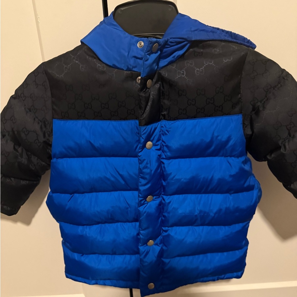 Gucci Kids Puffer Jacket in Vibrant Blue and Classic Black